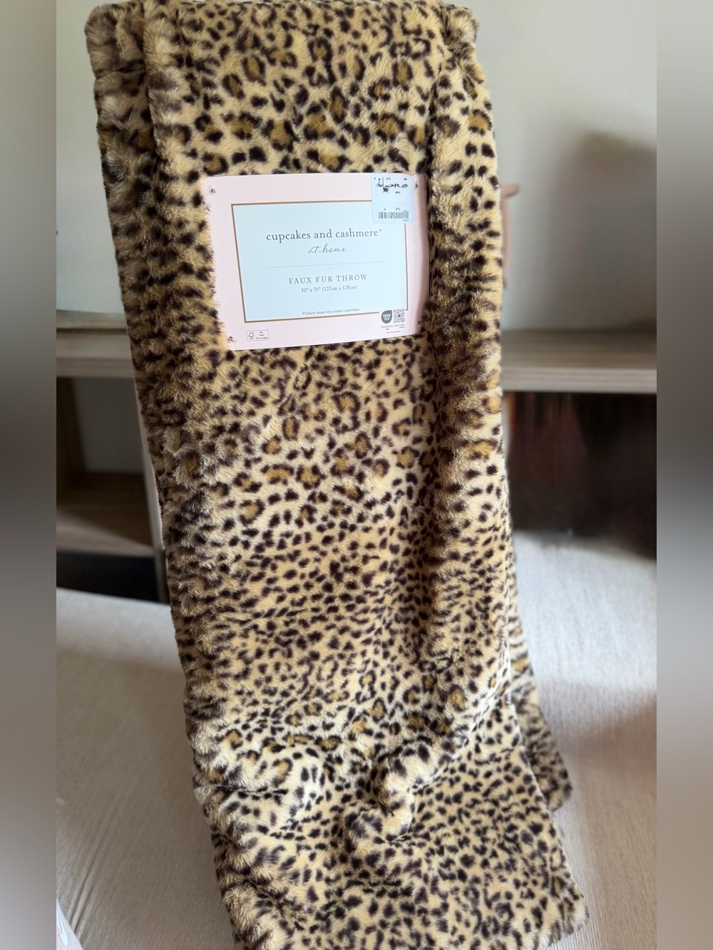 Cupcakes and Cashmere Leopard Cheetah Animal‎ Print Luxe Faux Fur Throw Blanket